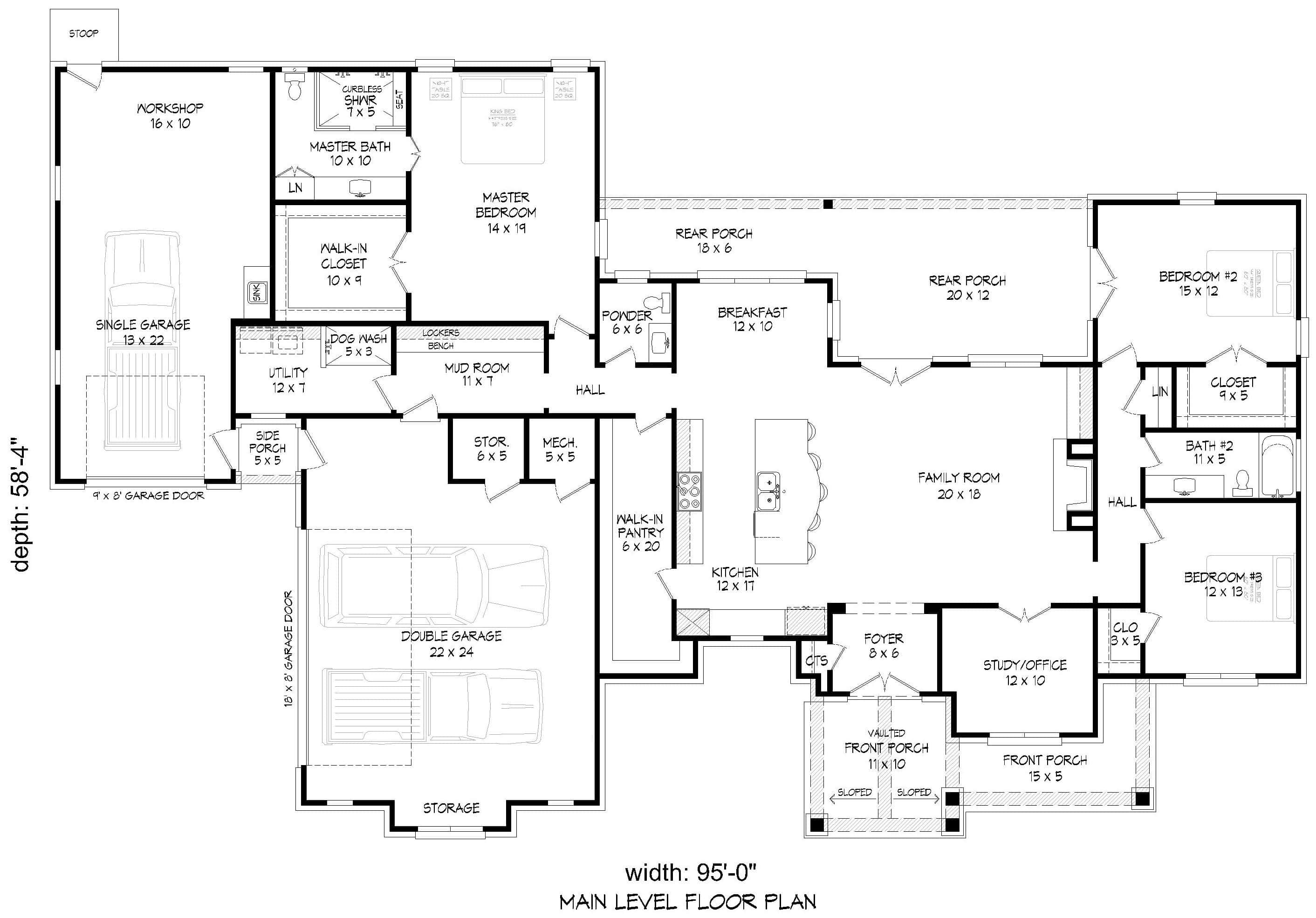 Main Level of Ranch Plan #196-2014