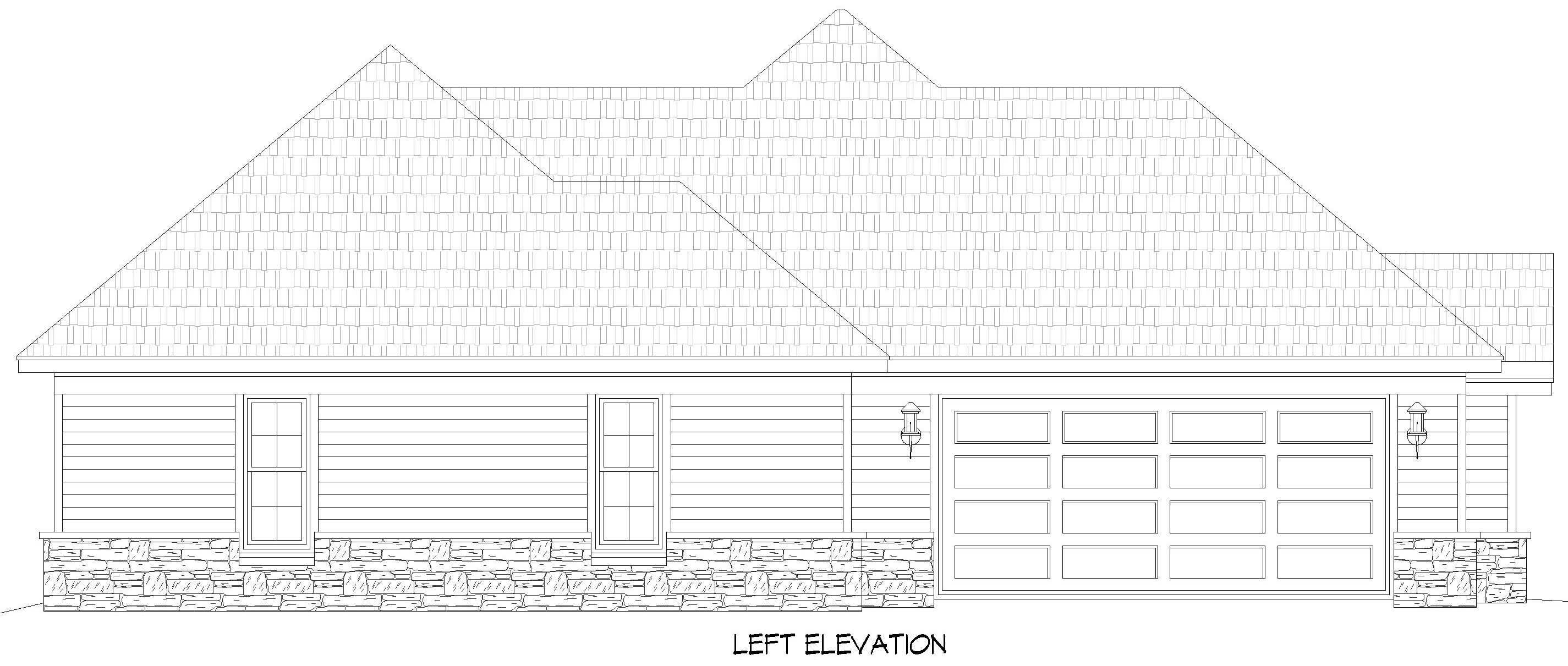 Home Plan Left Elevation of this 3-Bedroom,2347 Sq Ft Plan -196-2014