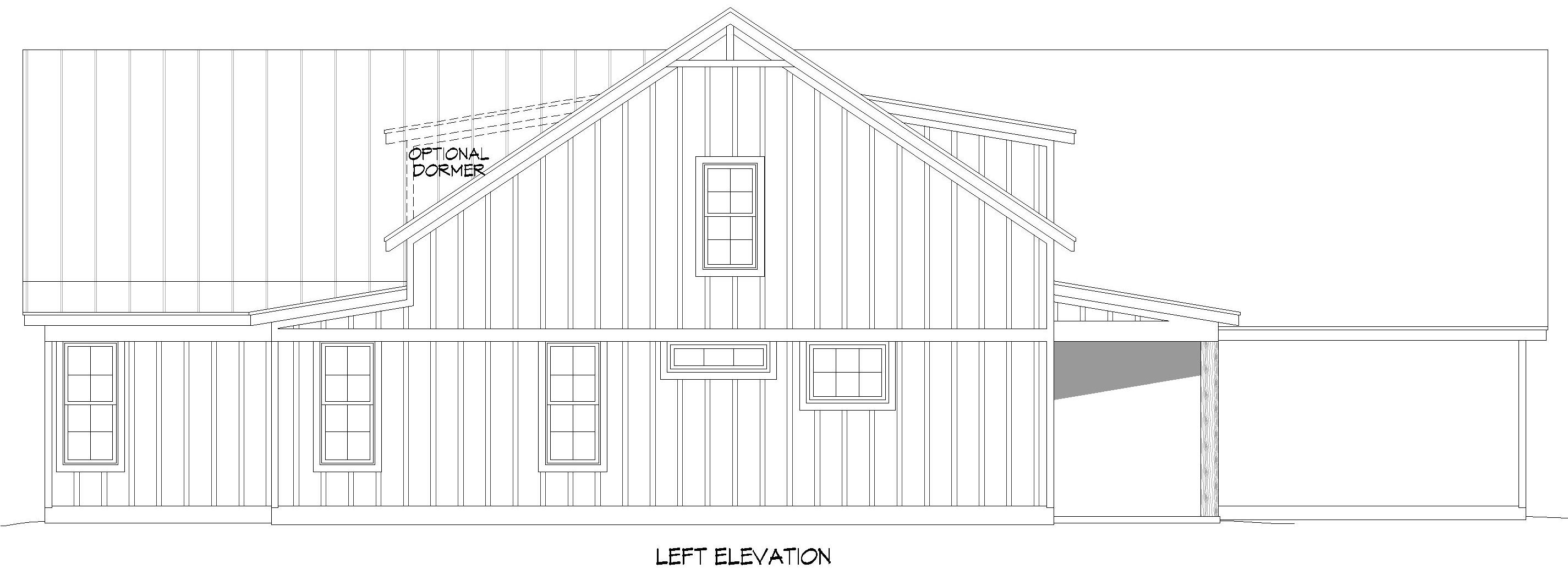 Home Plan Left Elevation of this 3-Bedroom,2398 Sq Ft Plan -196-2015