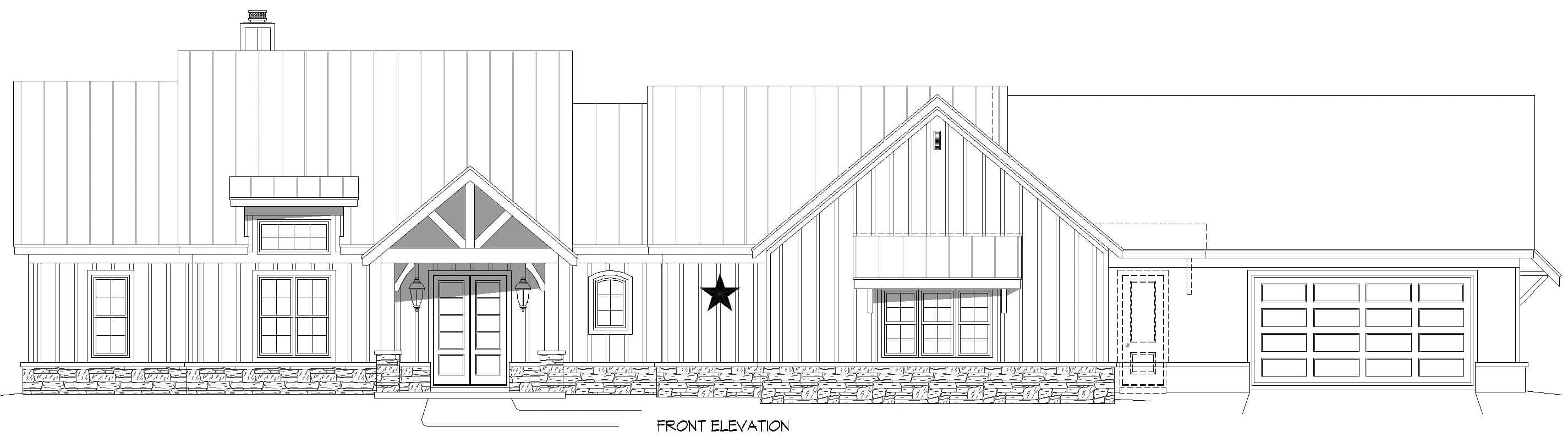 Home Plan Front Elevation of this 4-Bedroom,2448 Sq Ft Plan -196-2016