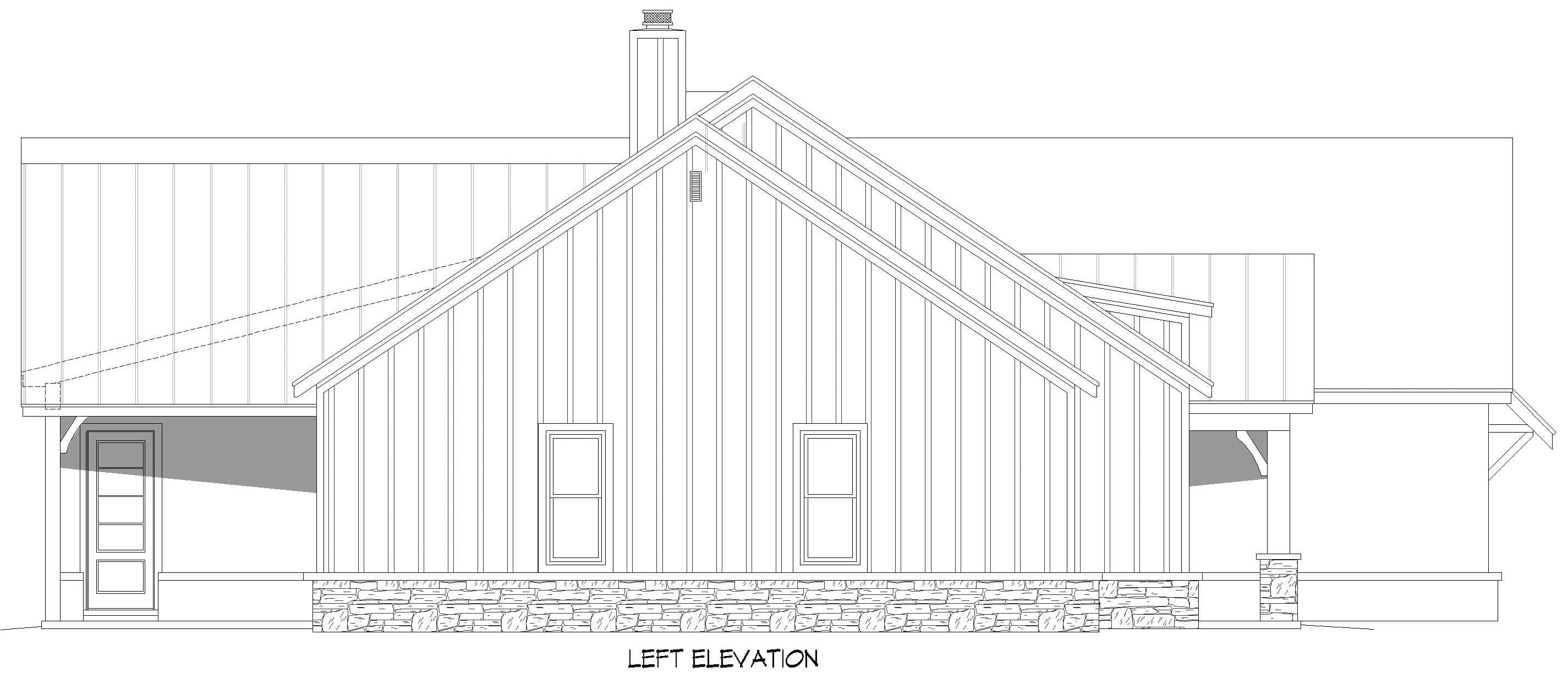 Home Plan Left Elevation of this 4-Bedroom,2448 Sq Ft Plan -196-2016