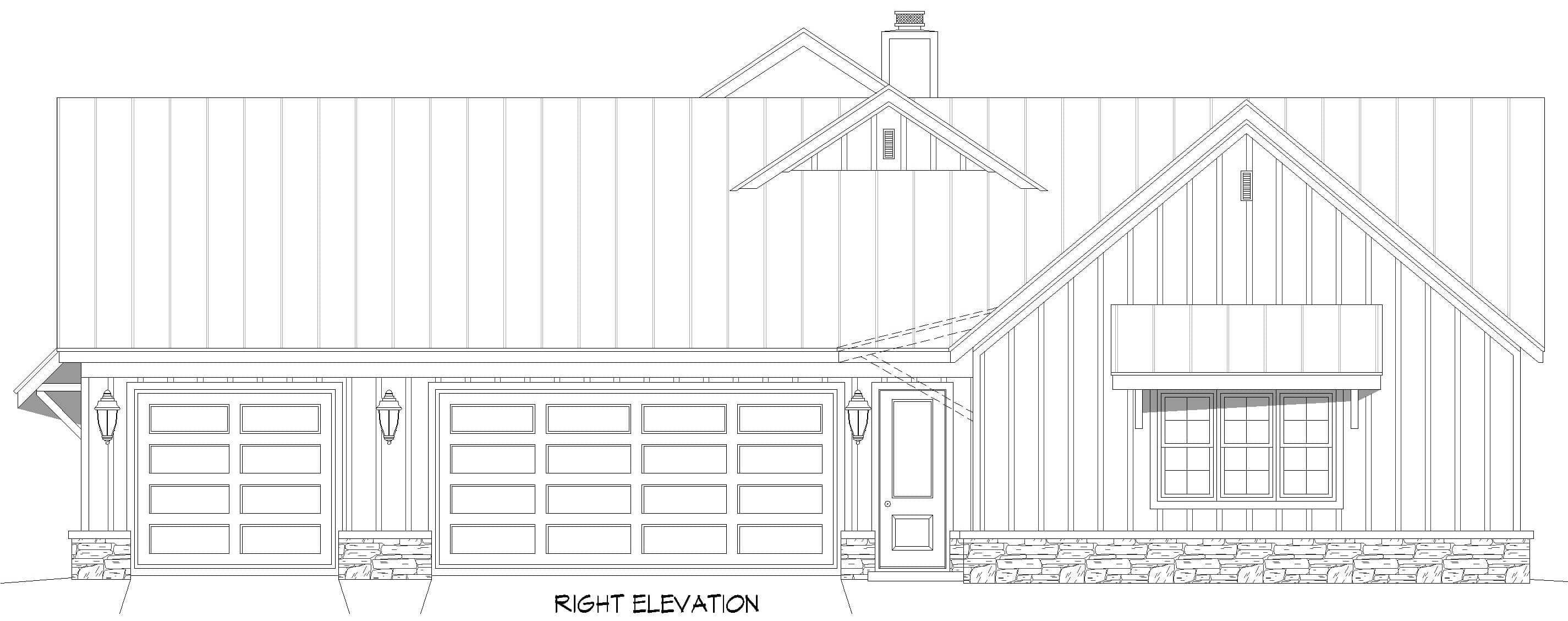Home Plan Right Elevation of this 4-Bedroom,2448 Sq Ft Plan -196-2016