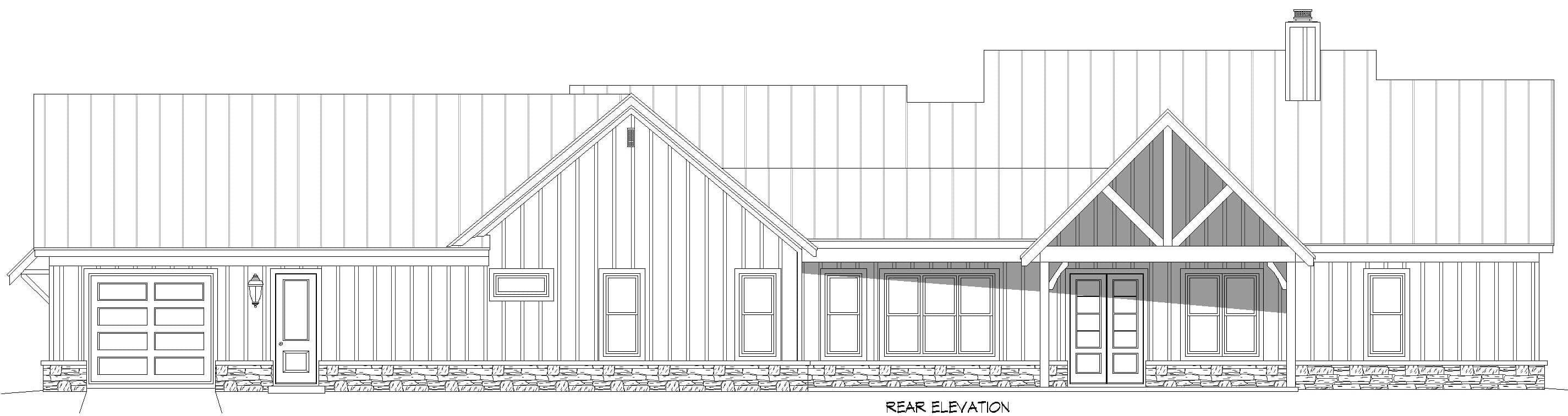 Home Plan Rear Elevation of this 4-Bedroom,2448 Sq Ft Plan -196-2016