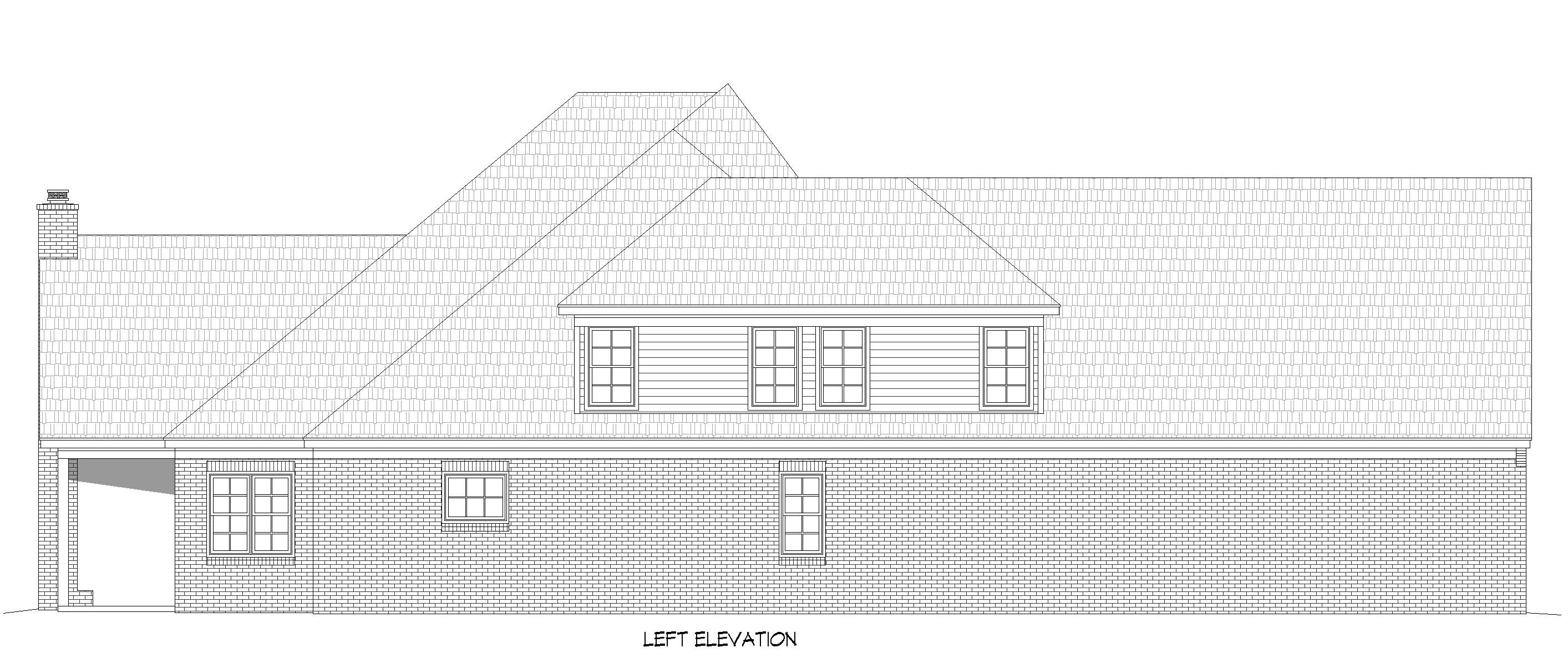 Home Plan Left Elevation of this 5-Bedroom,4111 Sq Ft Plan -196-2017