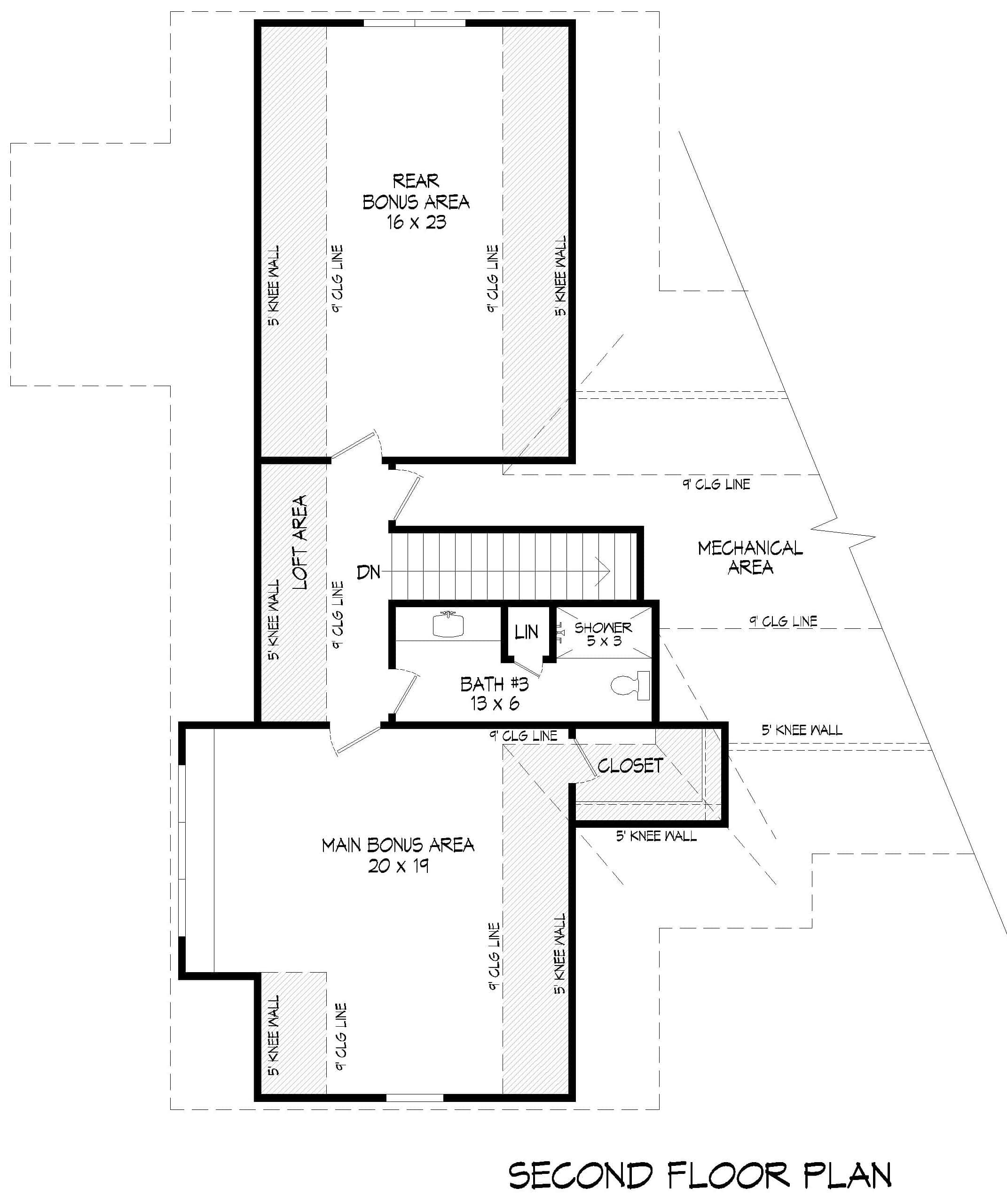 Upper Level of Farmhouse Plan #196-2018