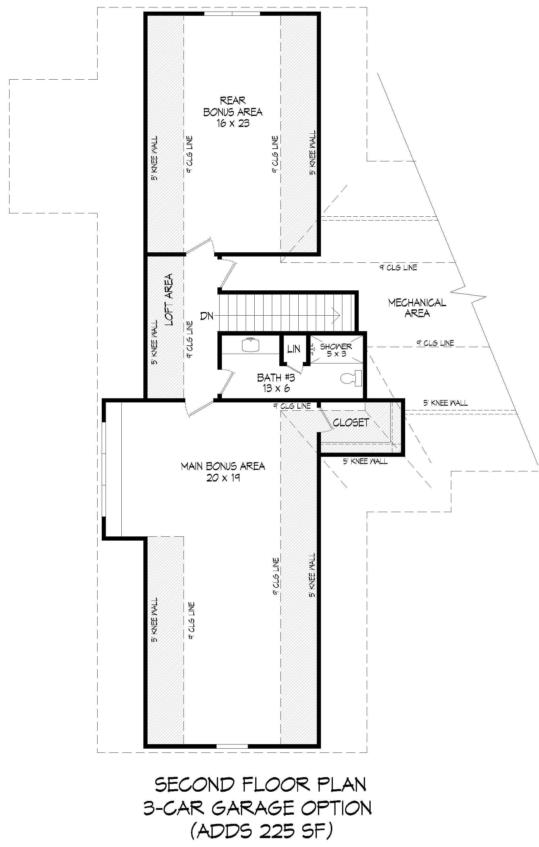 Upper Level of Farmhouse Plan #196-2018