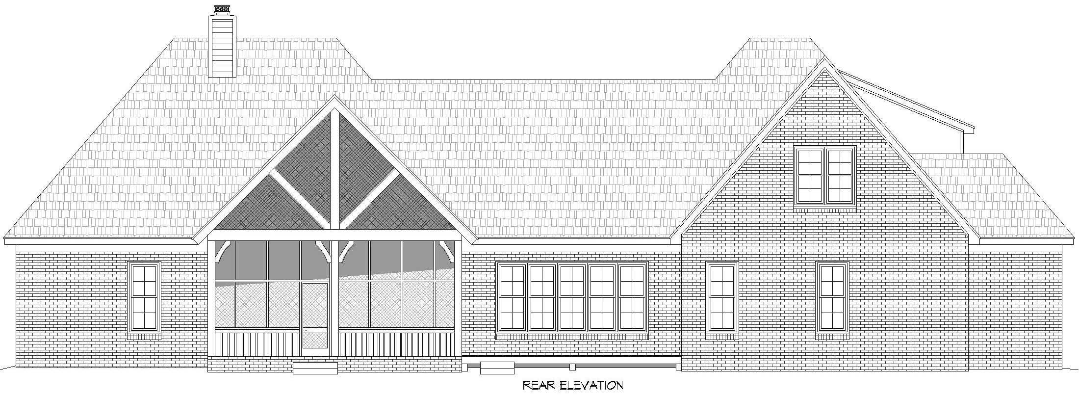 Home Plan Rear Elevation of this 3-Bedroom,3889 Sq Ft Plan -196-2018