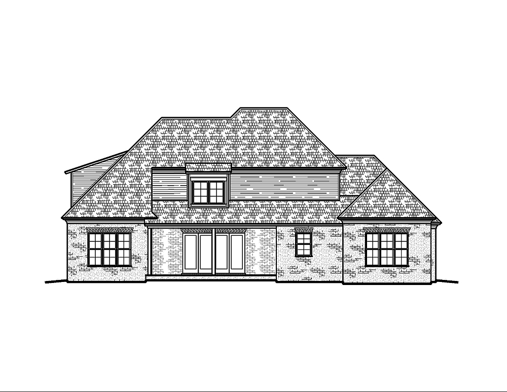 Home Plan Rear Elevation of this 4-Bedroom,3453 Sq Ft Plan -197-1008