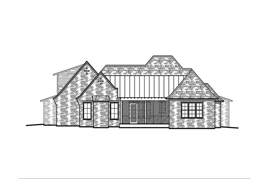 Home Plan Rear Elevation of this 4-Bedroom,2651 Sq Ft Plan -197-1010