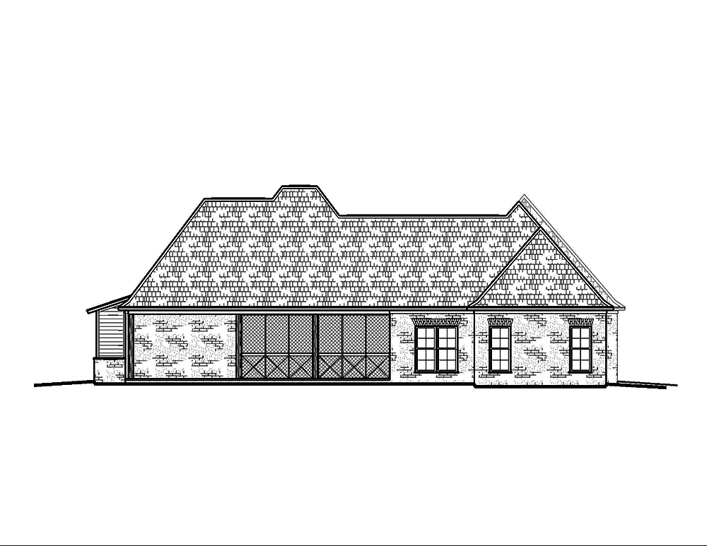 Home Plan Rear Elevation of this 4-Bedroom,2443 Sq Ft Plan -197-1017