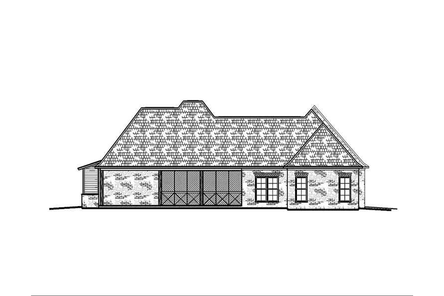 Home Plan Rear Elevation of this 4-Bedroom,2443 Sq Ft Plan -197-1017