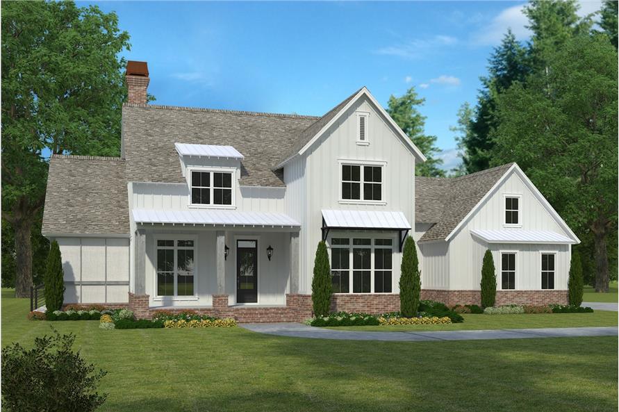 Front elevation of Modern Farmhouse home (ThePlanCollection: House Plan #197-1023)
