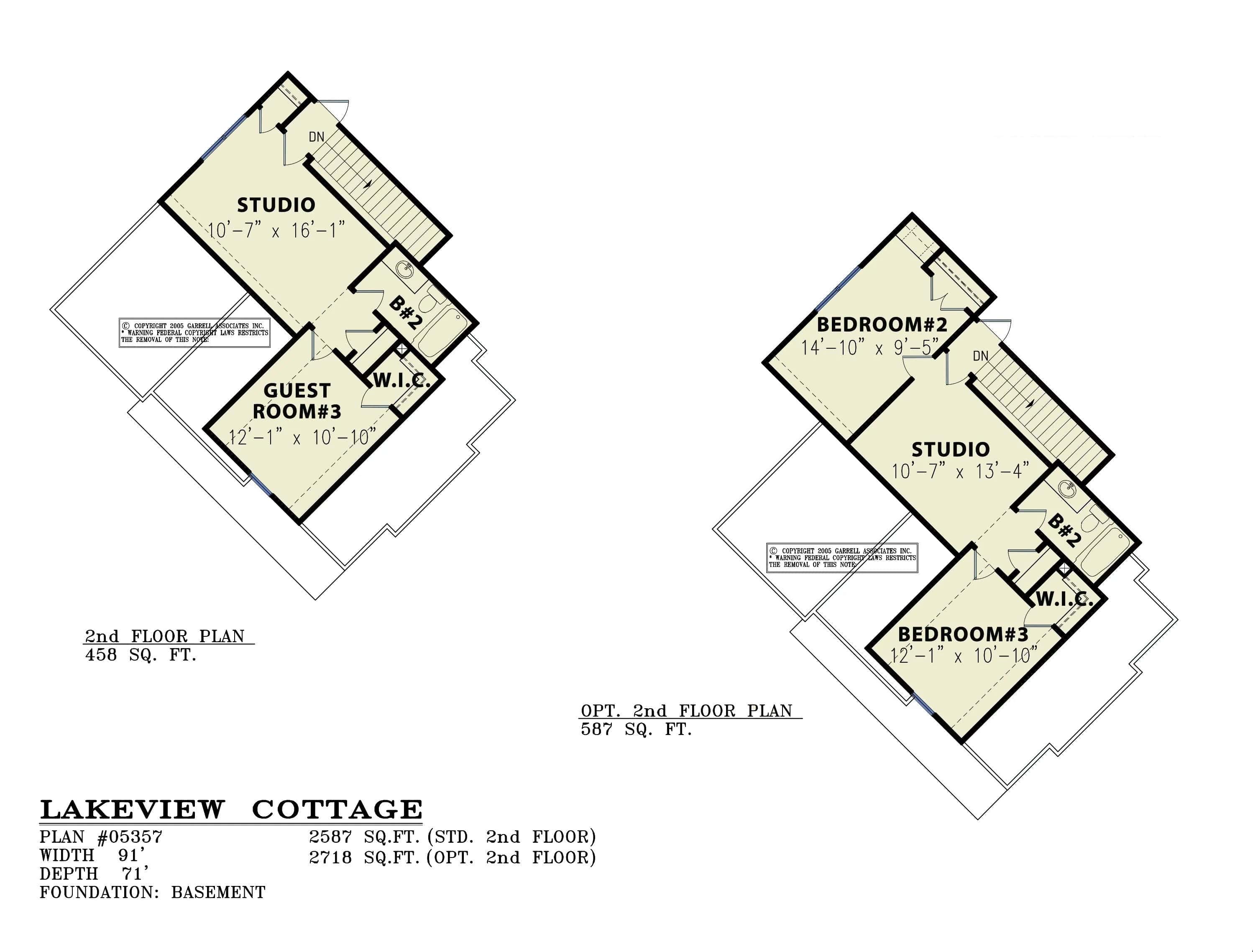 Floor Plan Second Story of Arts and Crafts Plan #198-1006