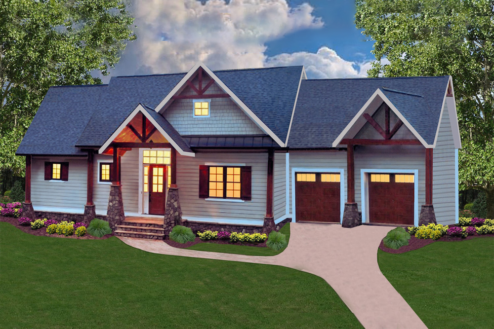 Front View of this 4-Bedroom, 2510 Sq Ft Plan - 198-1012