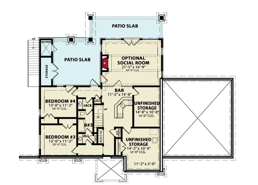 Floor Plan Basement of Cottage Plan #198-1012