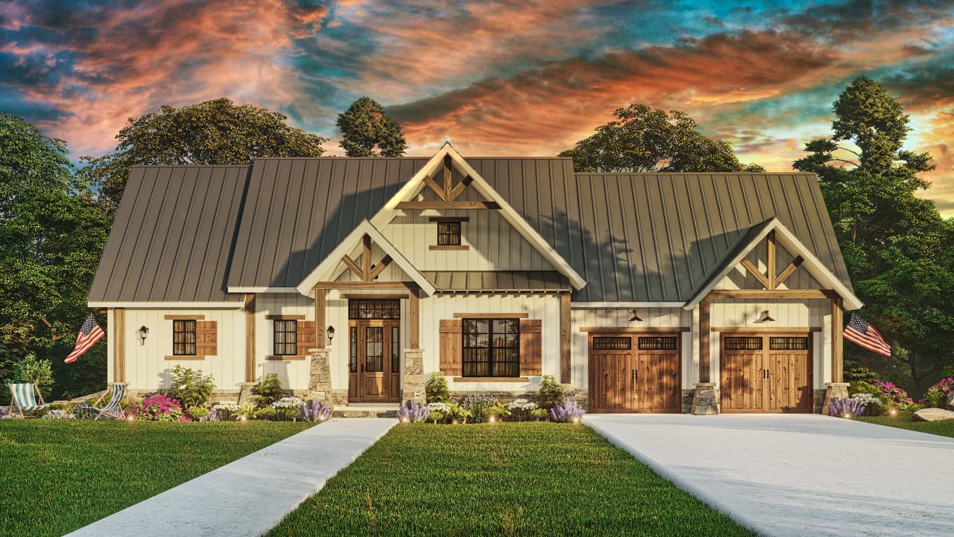 Front View of this 4-Bedroom,2510 Sq Ft Plan -198-1012