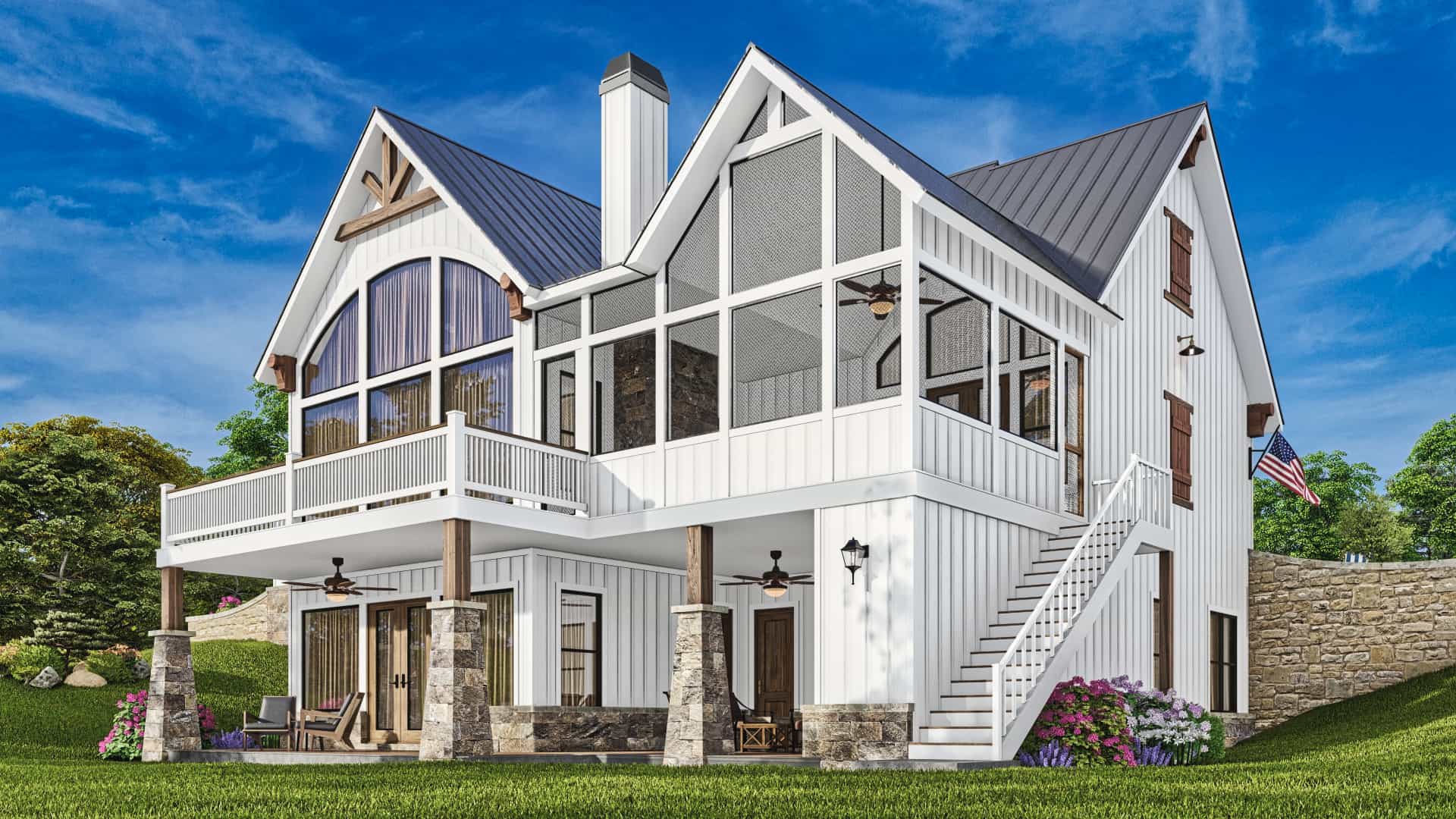 Rear View of this 4-Bedroom,2510 Sq Ft Plan -198-1012