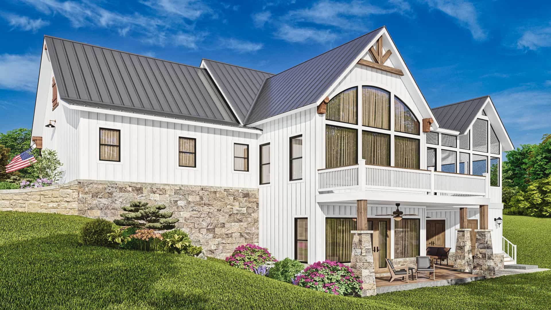 Rear View of this 4-Bedroom,2510 Sq Ft Plan -198-1012