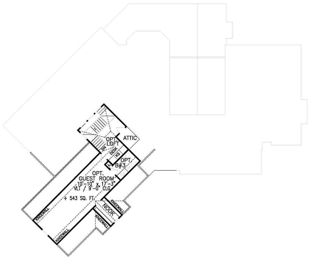 Floor Plan Bonus Room of Cottage Plan #198-1017
