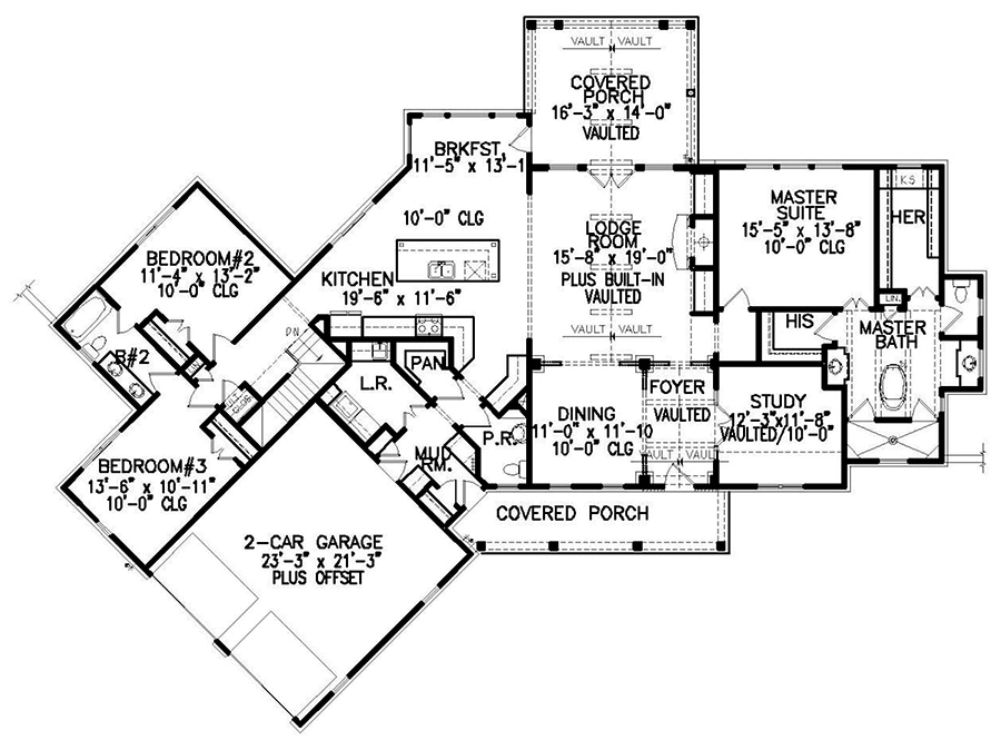 Floor Plan First Story of Cottage Plan #198-1026