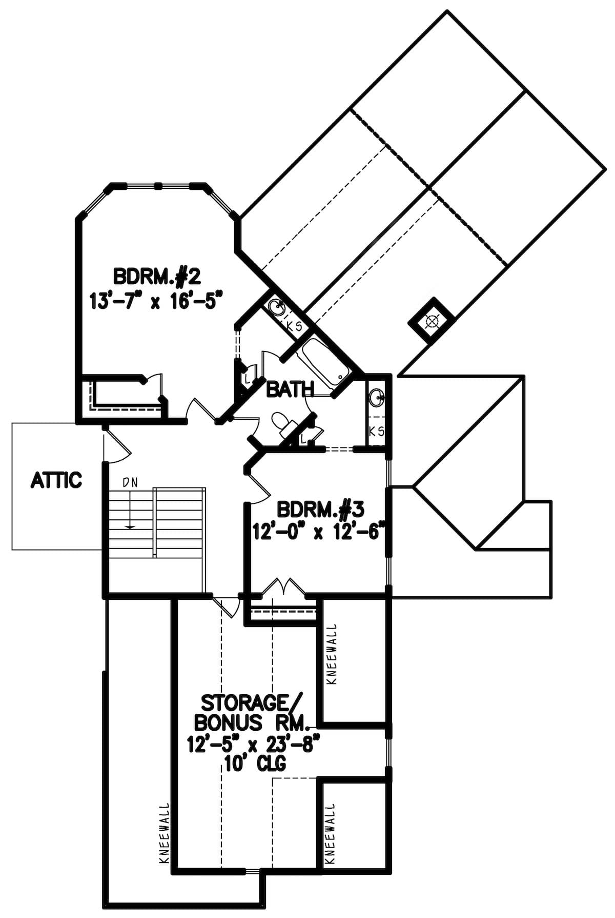 Floor Plan Upper Level of Cottage Plan #198-1039