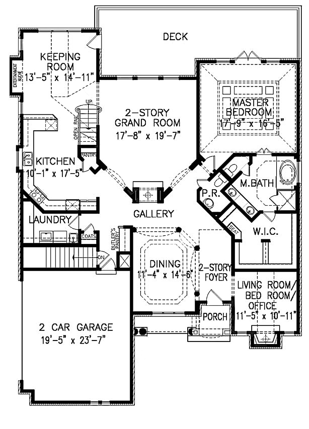 Floor Plan Main Level of Cottage Plan #198-1081