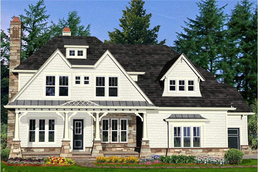 Front elevation of Southern home (ThePlanCollection: House Plan #198-1087)