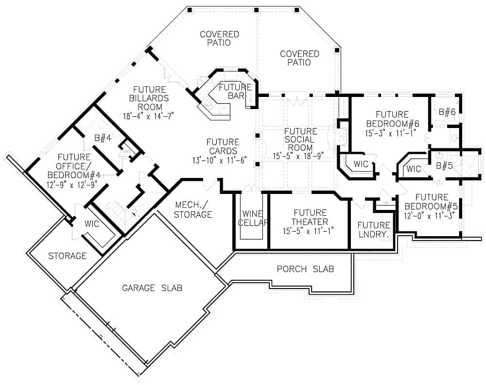 Floor Plan Basement of Cottage Plan #198-1096