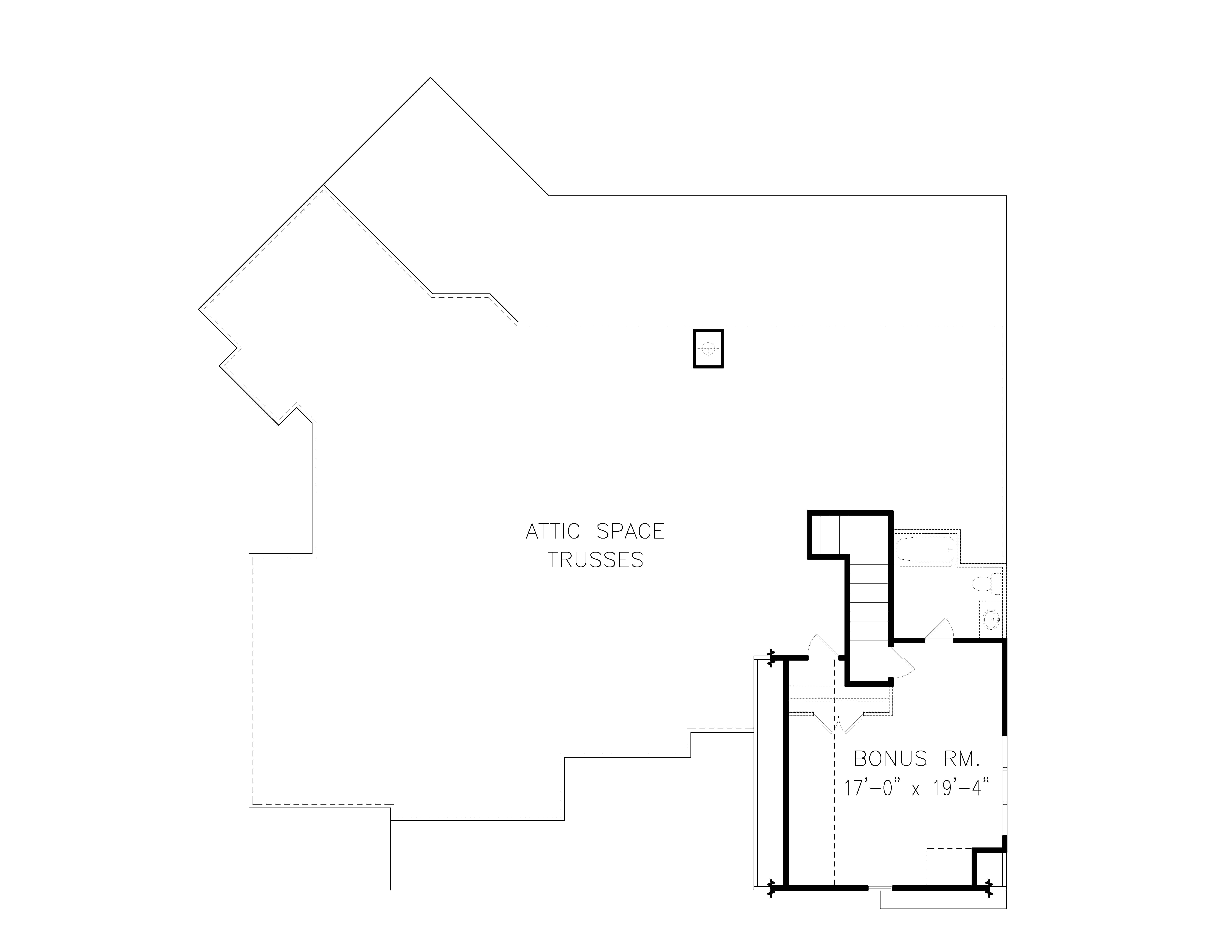 Floor Plan Upper Level of Cape Cod Plan #198-1107
