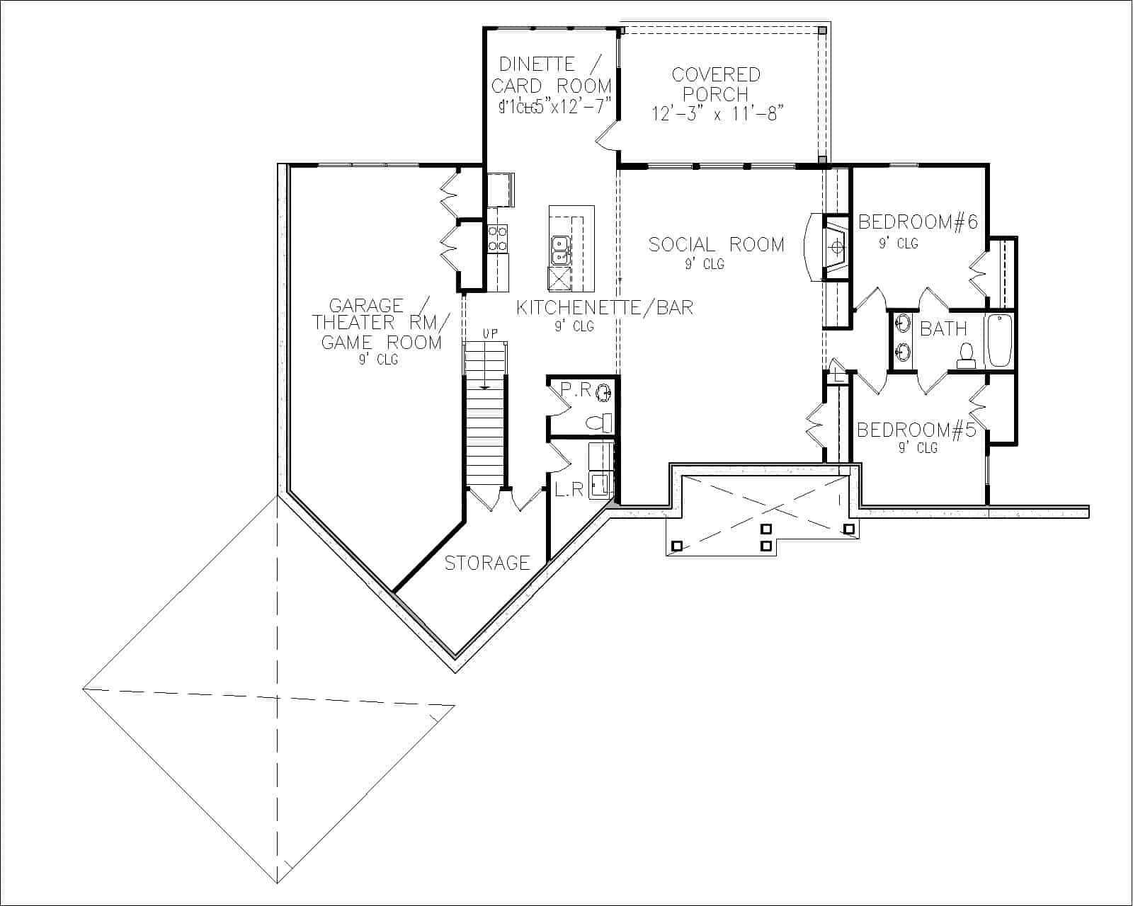 Floor Plan Basement of Cottage Plan #198-1115