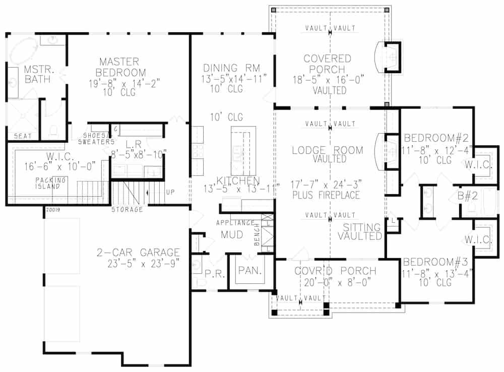 Floor Plan Main Level of Contemporary Plan #198-1140