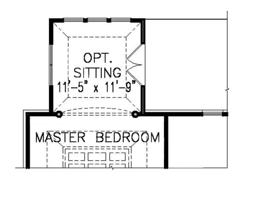Floor Plan Main Level of Colonial Plan #198-1143