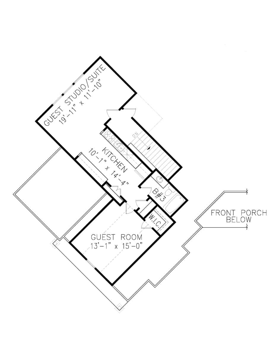 Floor Plan Upper Level of Cottage Plan #198-1146