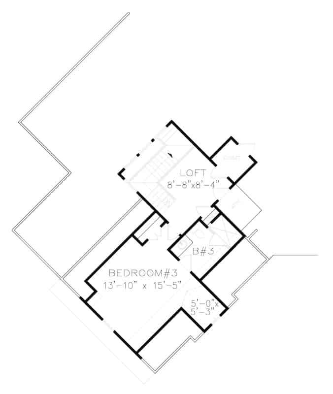 Floor Plan Upper Level of Cottage Plan #198-1158