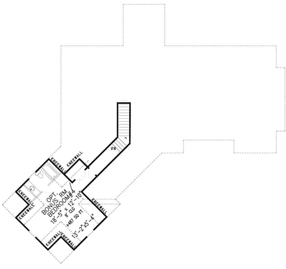 Floor Plan Upper Level of Cottage Plan #198-1162