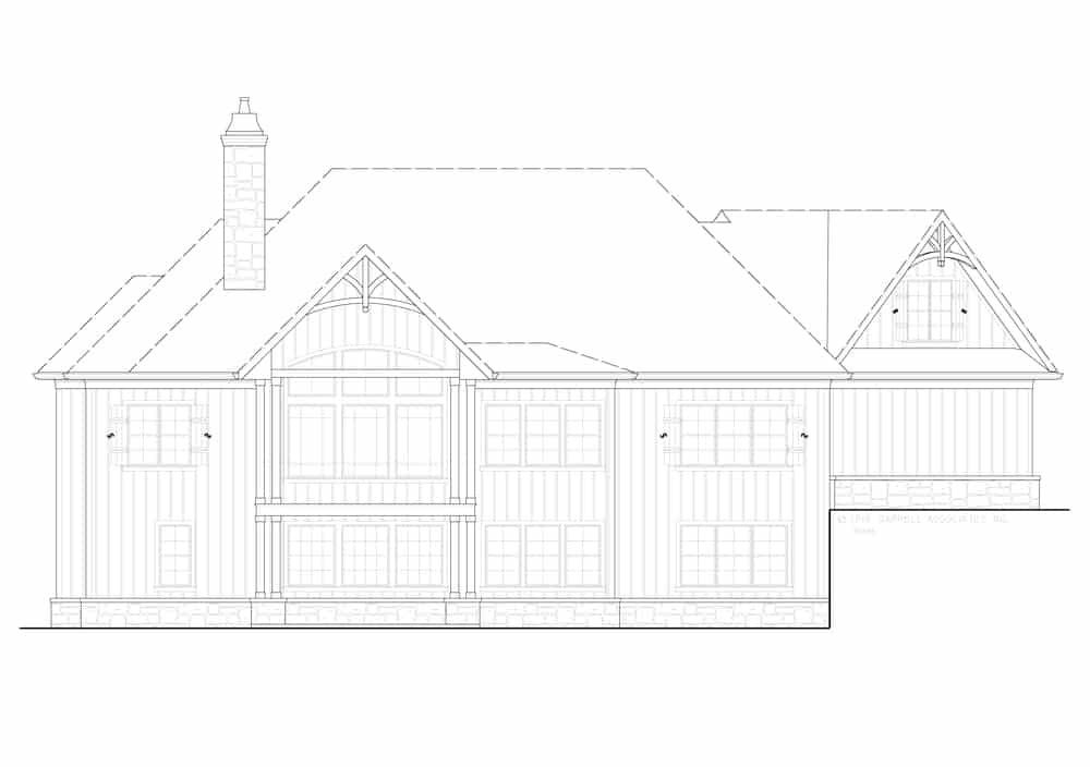 Home Plan Rear Elevation of this 3-Bedroom,2269 Sq Ft Plan -198-1162