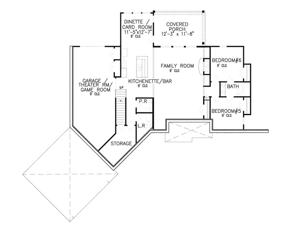 Floor Plan Basement of Cottage Plan #198-1162