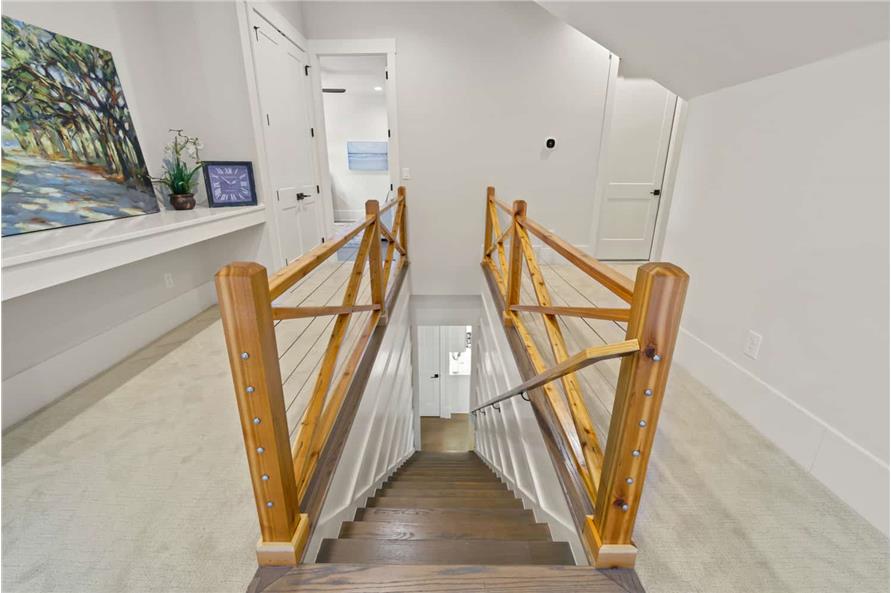 198-1163: Home Interior Photograph-Entry Hall: Staircase