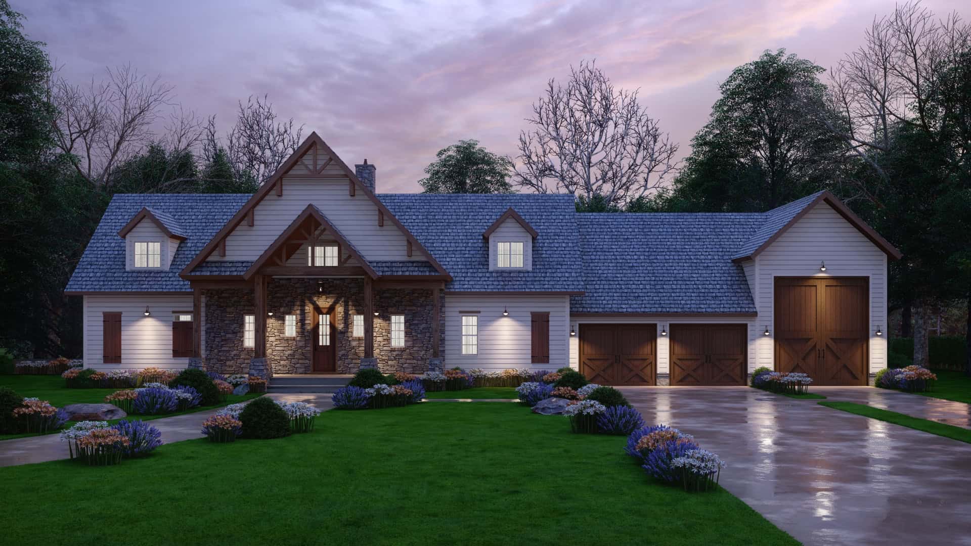 Home at Night of this 3-Bedroom,2142 Sq Ft Plan -198-1165