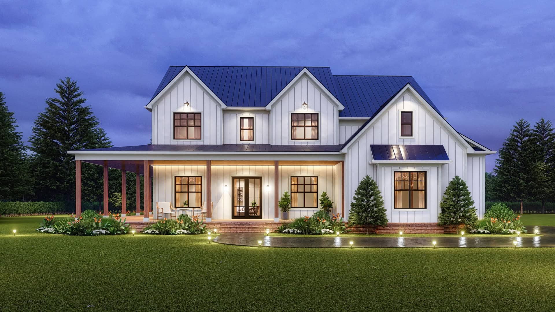 Front View of this 4-Bedroom,3694 Sq Ft Plan -198-1168