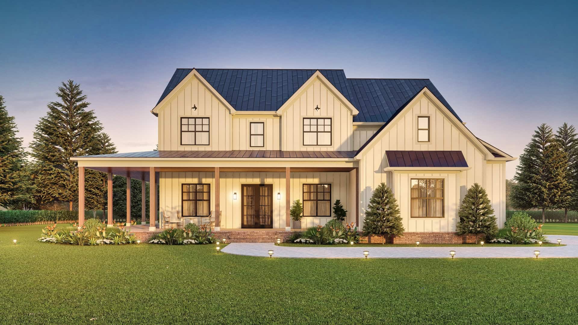 Home at Night of this 4-Bedroom,3694 Sq Ft Plan -198-1168