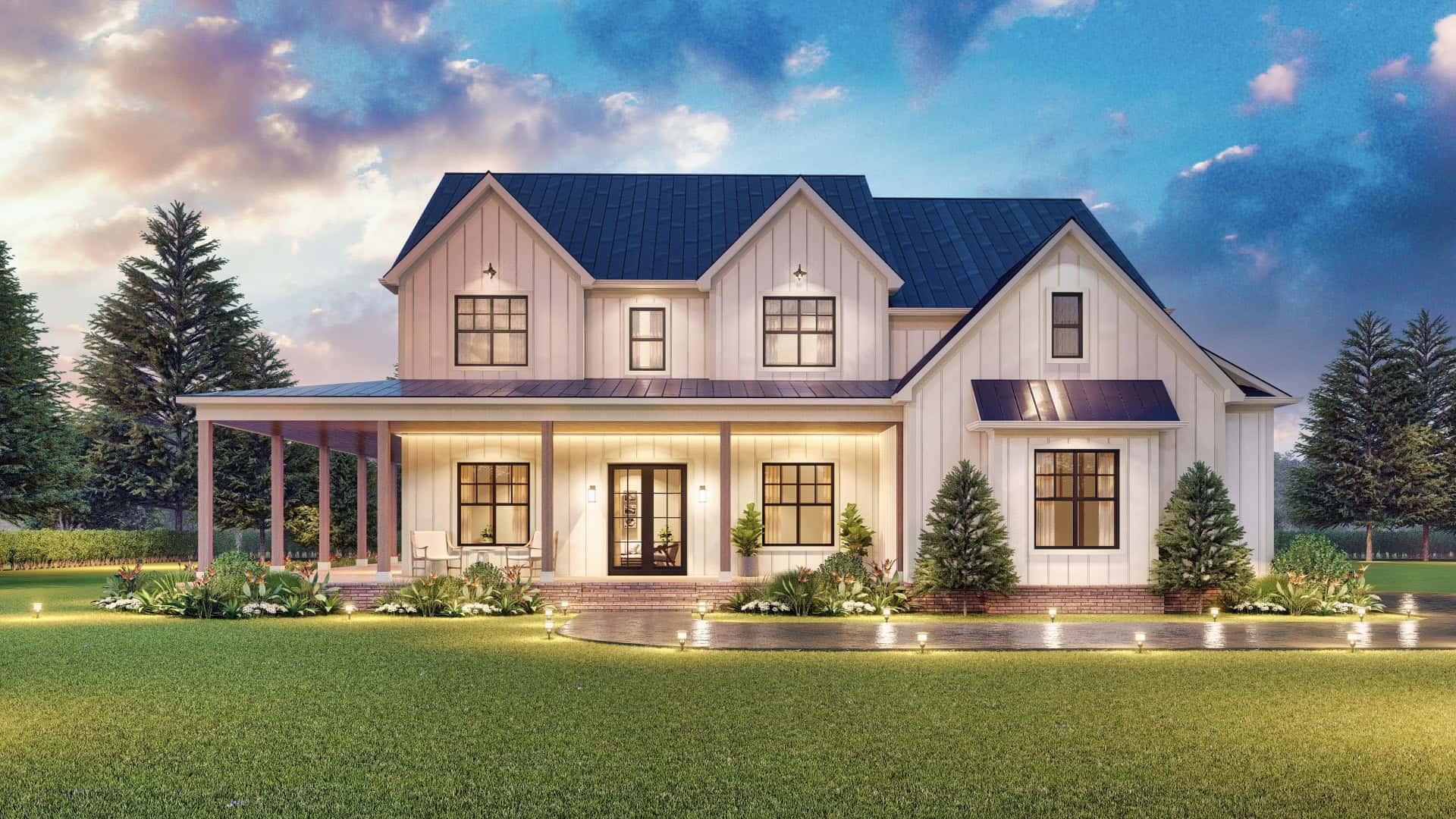 Front View of this 4-Bedroom,3694 Sq Ft Plan -198-1168