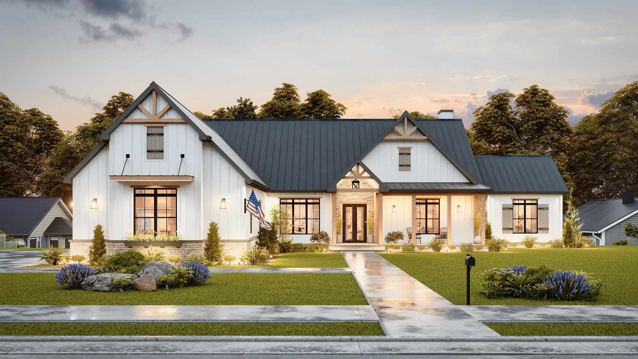 Home at Night of this 4-Bedroom,3849 Sq Ft Plan -198-1170