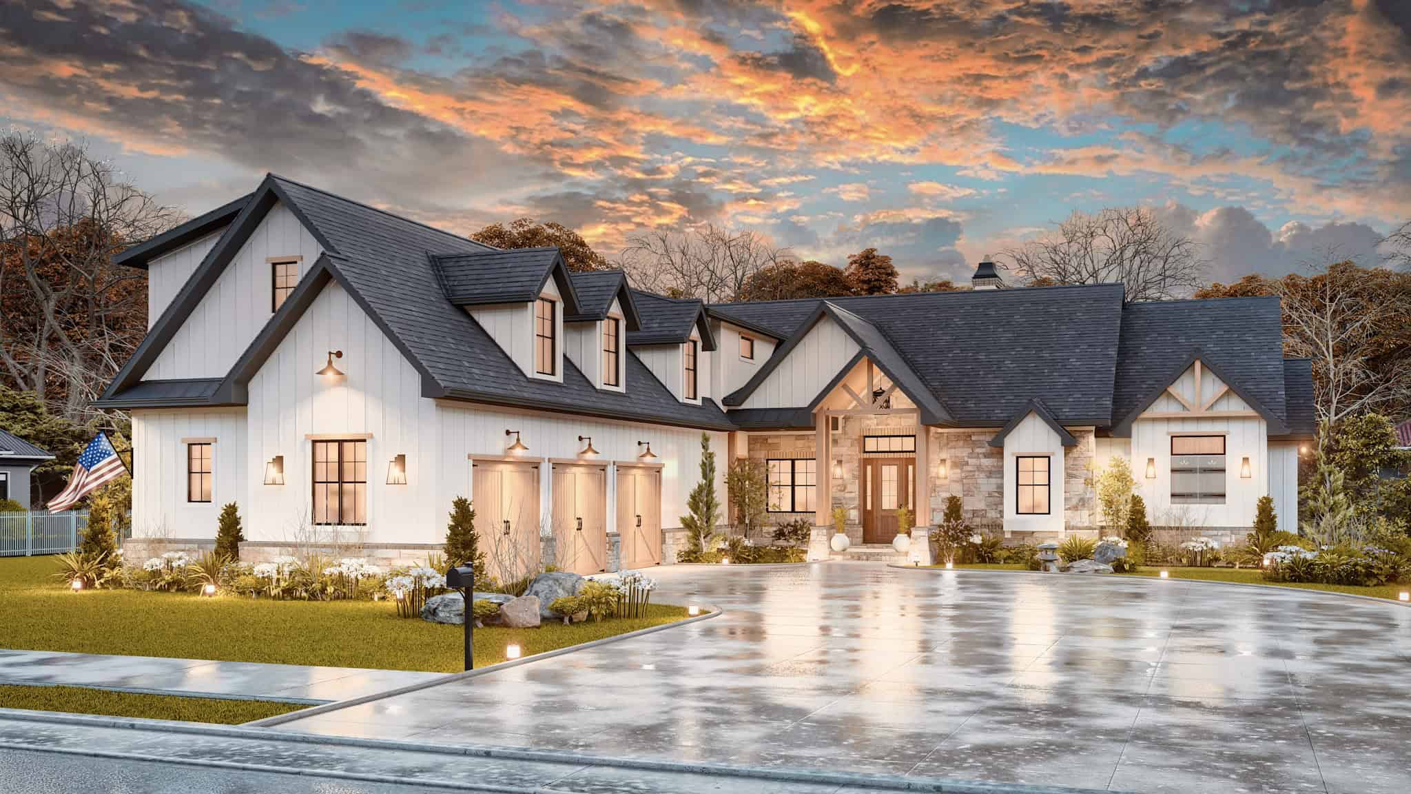 Home at Night of this 3-Bedroom,4339 Sq Ft Plan -198-1171