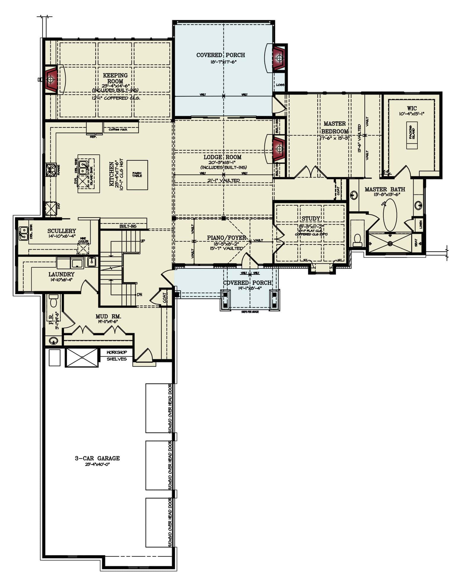 Main Level of Rustic Plan #198-1171