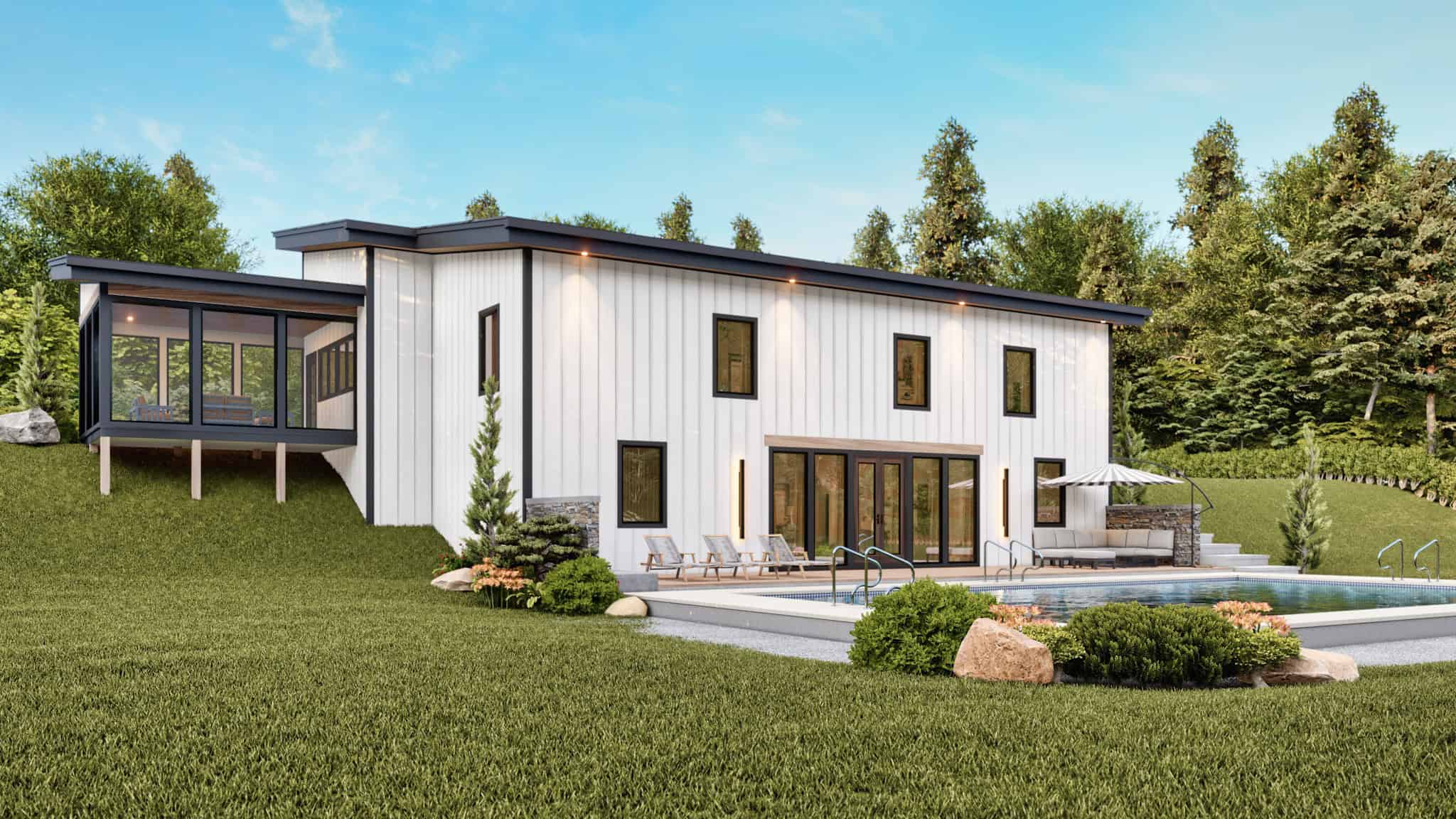 Rear View of this 4-Bedroom,3076 Sq Ft Plan -198-1172