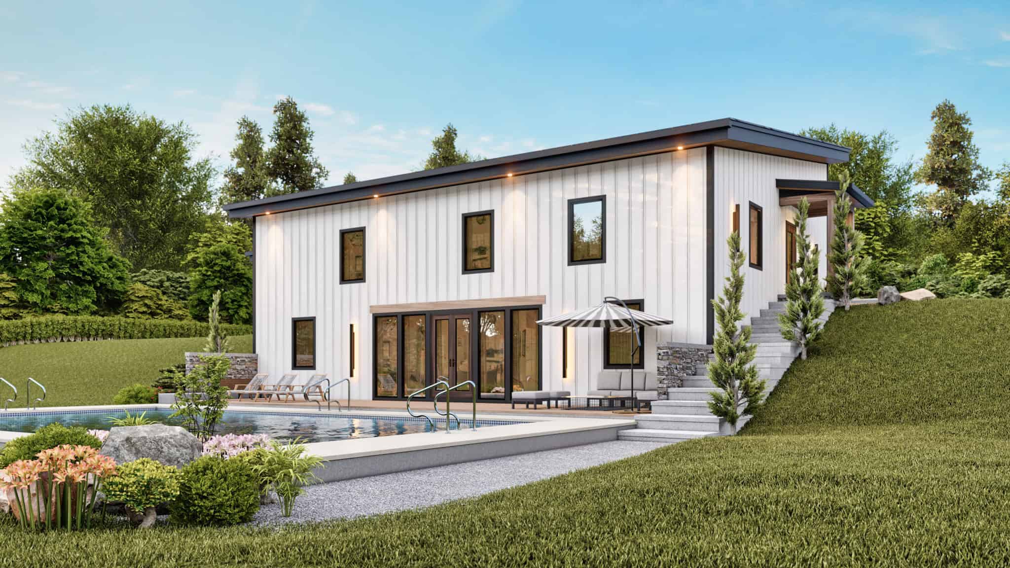 Rear View of this 4-Bedroom,3076 Sq Ft Plan -198-1172