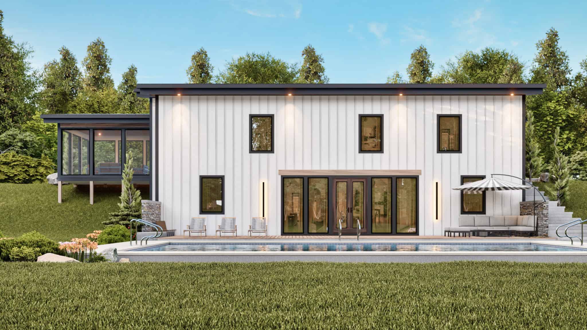 Rear View of this 4-Bedroom,3076 Sq Ft Plan -198-1172