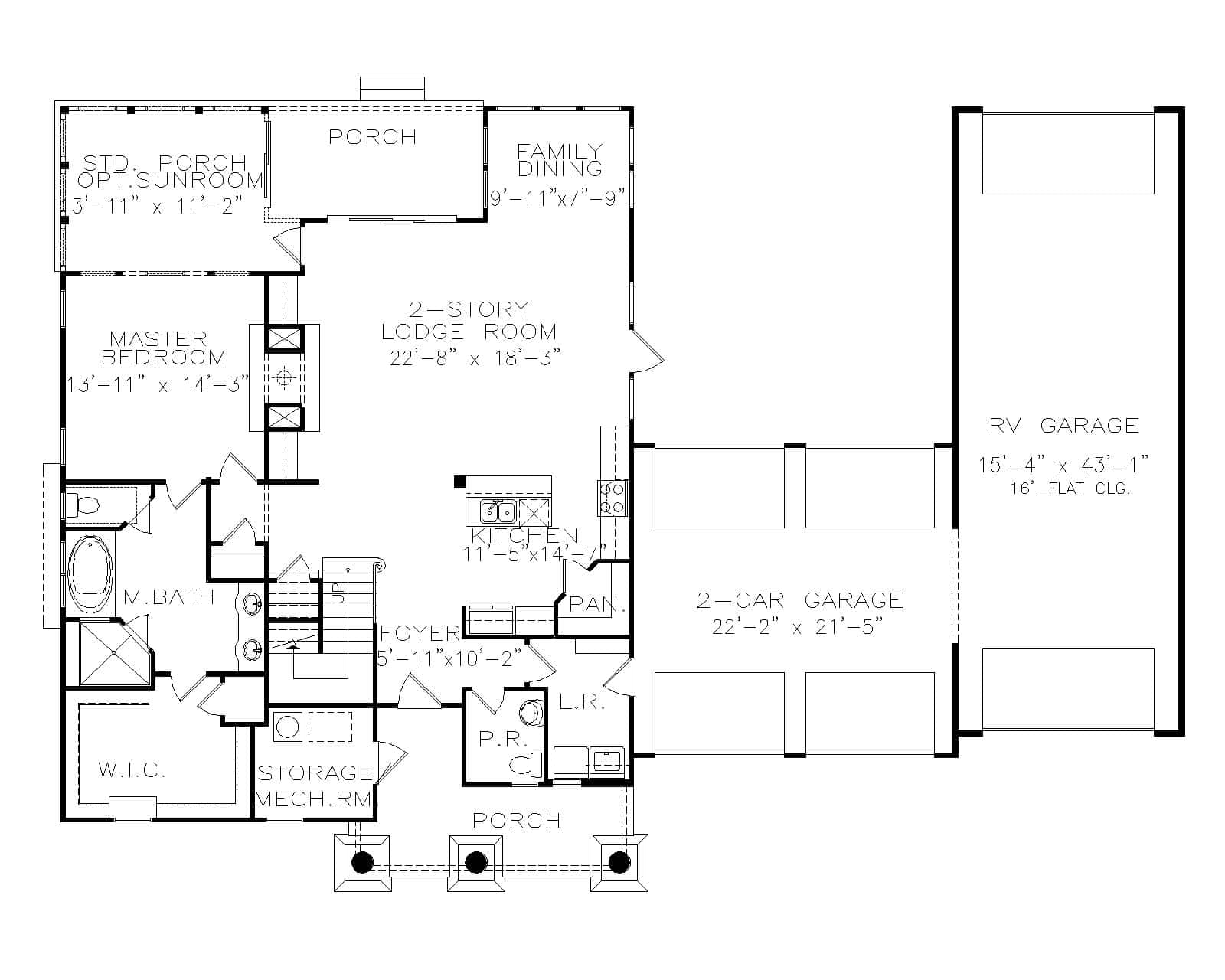 Main Level of Barndominium Plan #198-1173