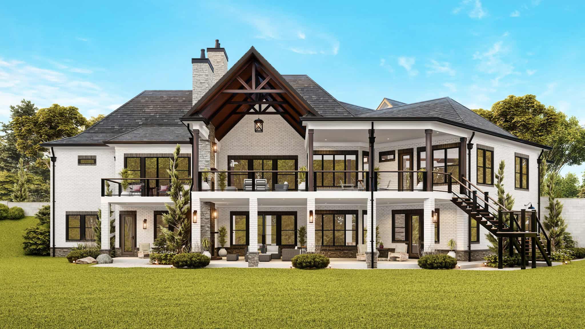 Rear View of this 3-Bedroom,6387 Sq Ft Plan -198-1188